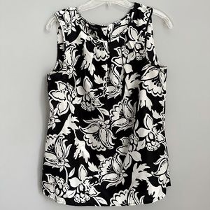 Talbots black and white sleeveless blouse size 10